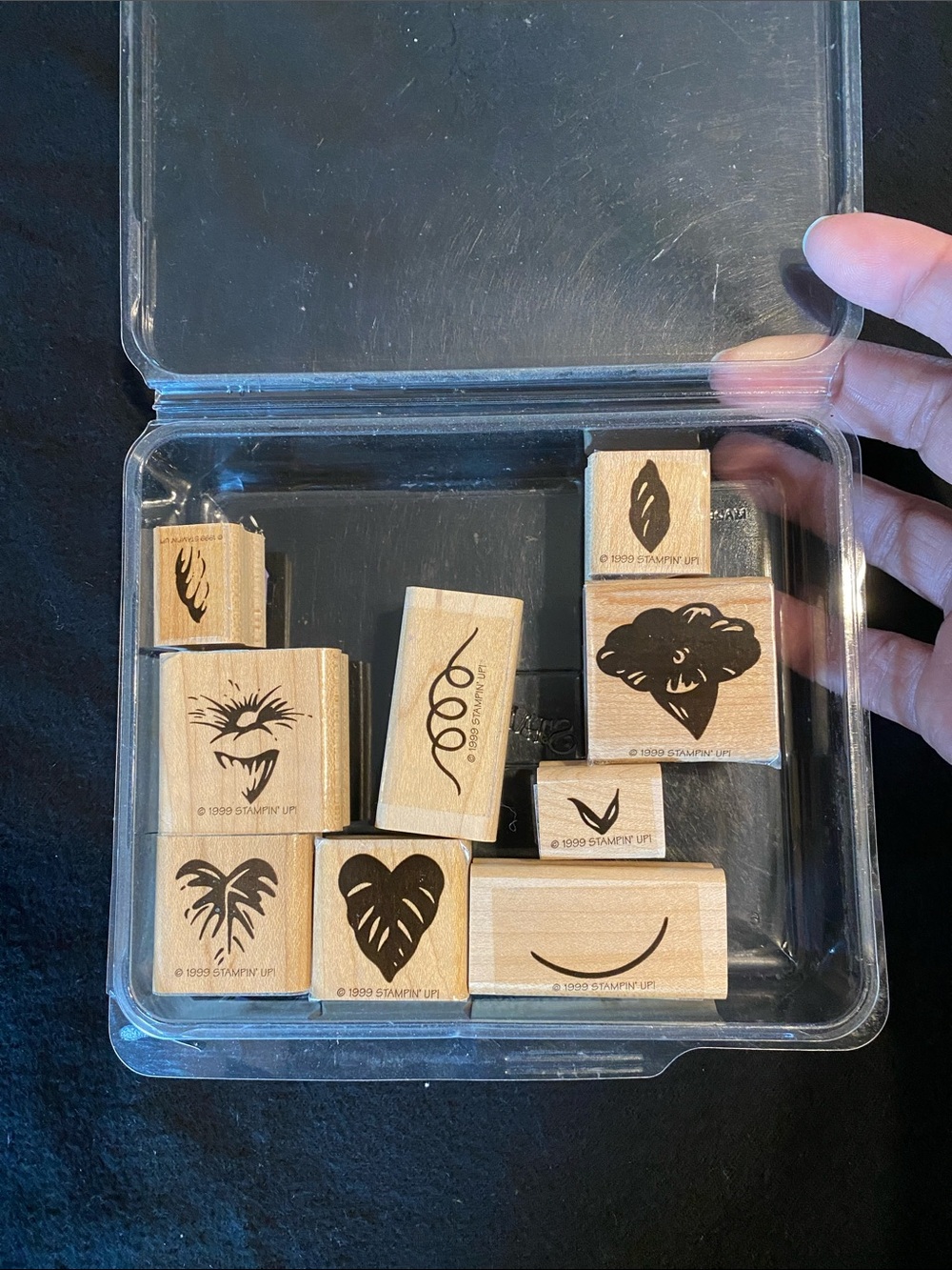 Stampin' Up! Wooden Rubber Stamp Set - Black and Natural Wood
